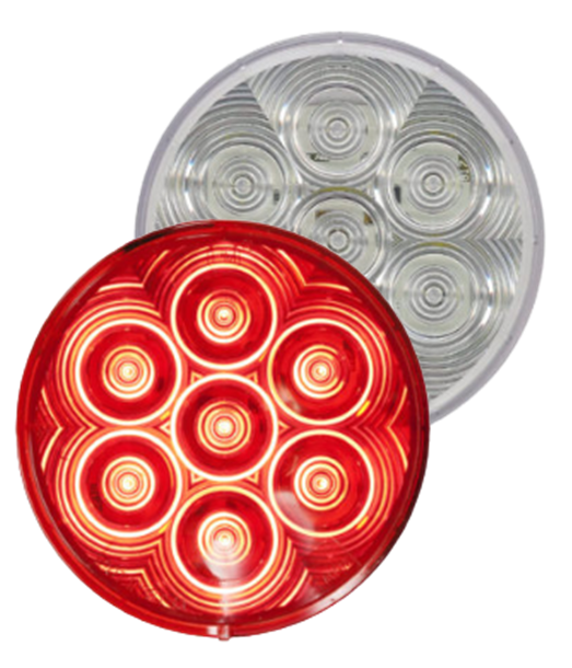 Lumenx Red Tail Light Clear Lens 4 Inch Round Grommet Mount 7 LED 12v