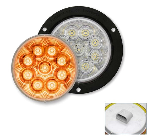 Lumenx Amber Turn Light Clear Lens 4 Inch Round Flange Mount 9 LED Multi-volt